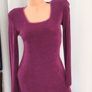 Rabbit Rabbit Rabbit Designs Sparkling Burgandy Long-Sleeve Party Dress